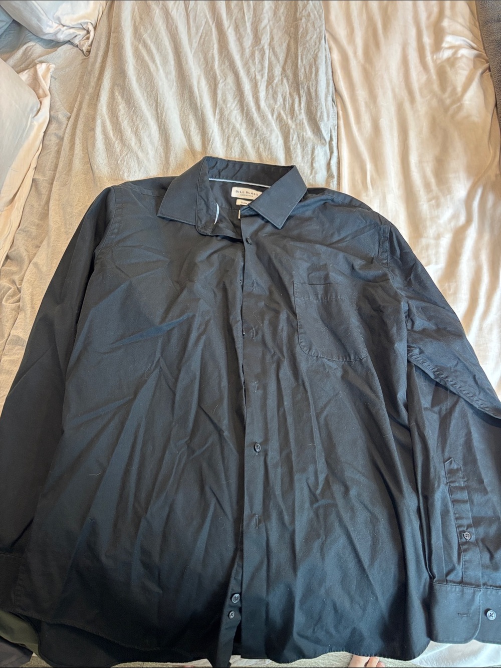 bill blass Black Long-Sleeve Dress Shirt